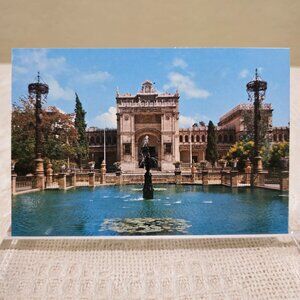 Vintage Sevilla American Square Pavillion Arts Industry Spain Spanish Postcard